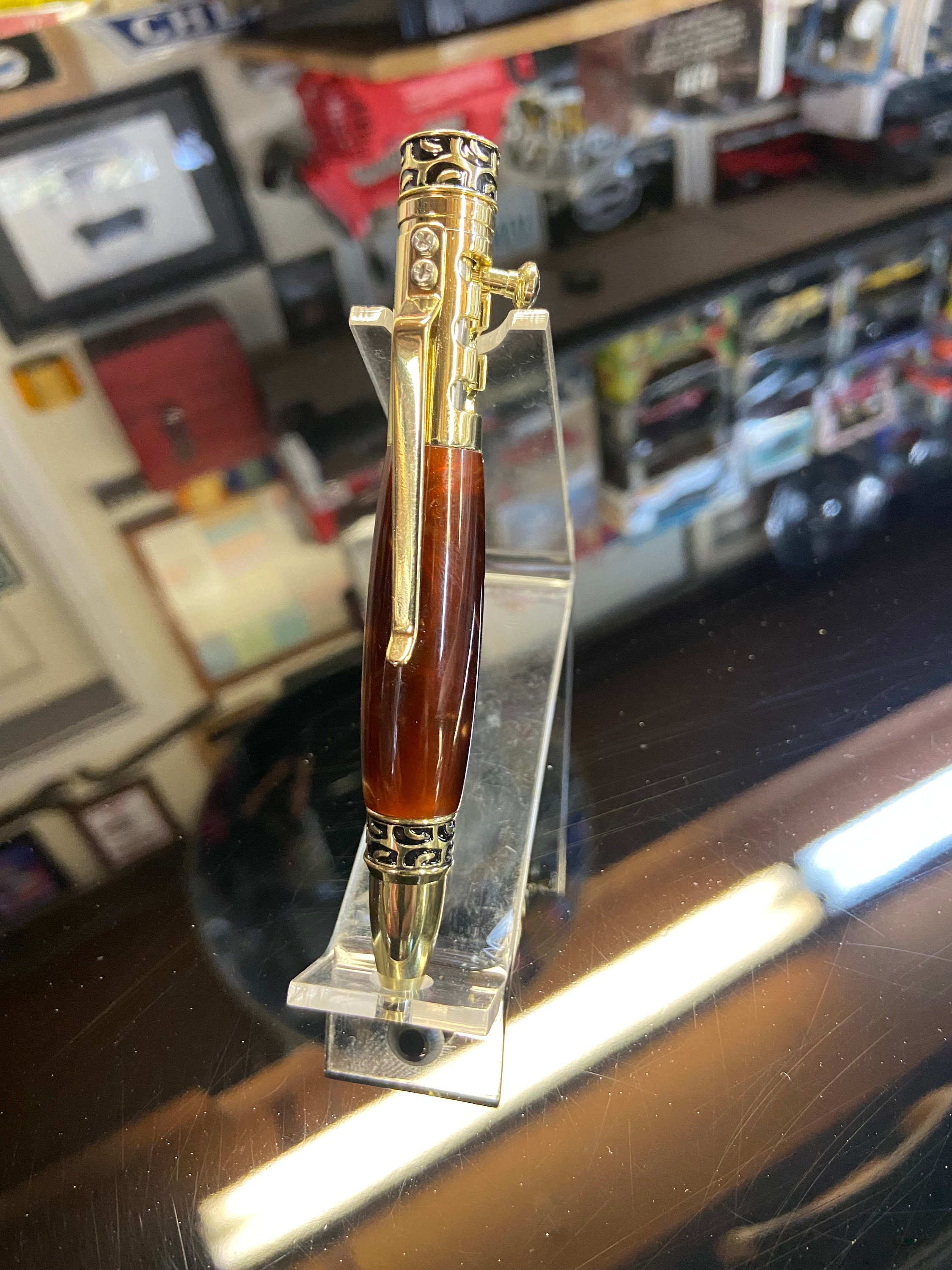 Mini Chrome Gear Shift Pen Only 41/8 Inch Long With a Brown Etsy