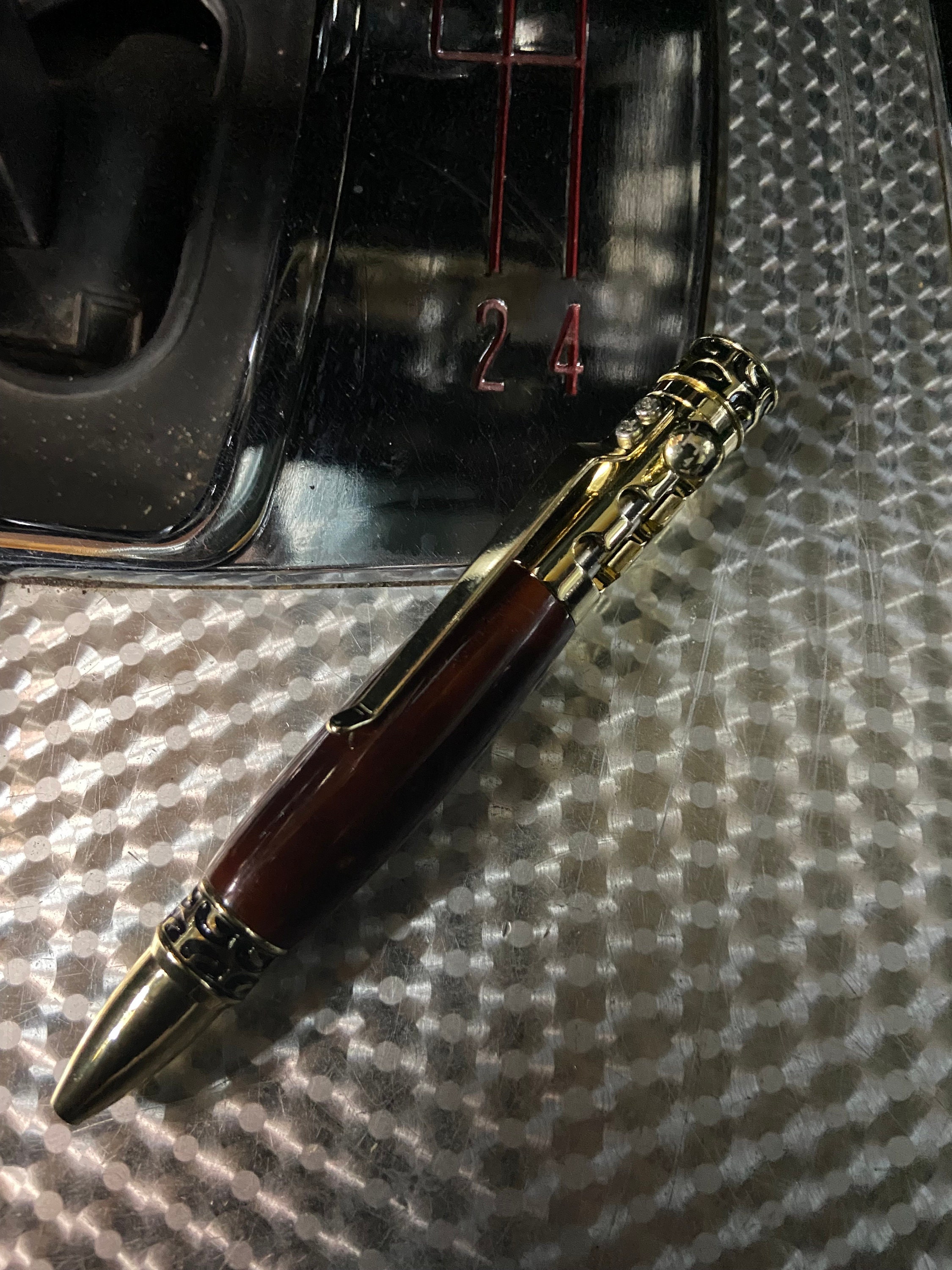 Mini Chrome Gear Shift Pen Only 41/8 Inch Long With a Brown Etsy