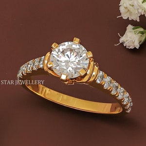 IGI Certified 1Ct Lab Grown Diamond Engagement Ring: Gold Solitaire Wedding Ring