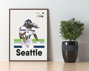 Alex Collins Digital Art Print, Modern Art, Seattle Seahawks Digital Decor, Man Cave Decor, Football Fan Gift, DIGITAL DOWNLOAD