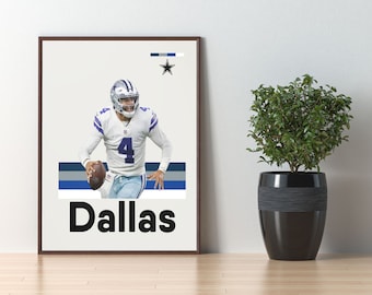 Dak Prescott Digital Art Print, Modern Art, Dallas Cowboys Digital Decor, Man Cave Decor, Football Fan Gift, DIGITAL DOWNLOAD