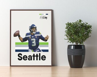 Russel Wilson Digital Art Print, Modern Art, Seattle Seahawks Digital Decor, Man Cave Decor, Football Fan Gift, DIGITAL DOWNLOAD