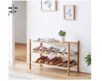 Shoe Racks Bamboo Wood Shoe Rack for Entryway & Closet Standing Shoe Rack