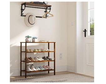 Shoe Rack Bamboo 4-Tier Shoes Rack Organizer, Big Shoes Rack for Saving Space Use in Closet Entryway