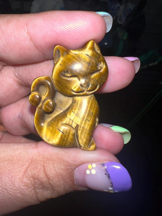 Tiger eye cat pendant can be wire wrap No hole