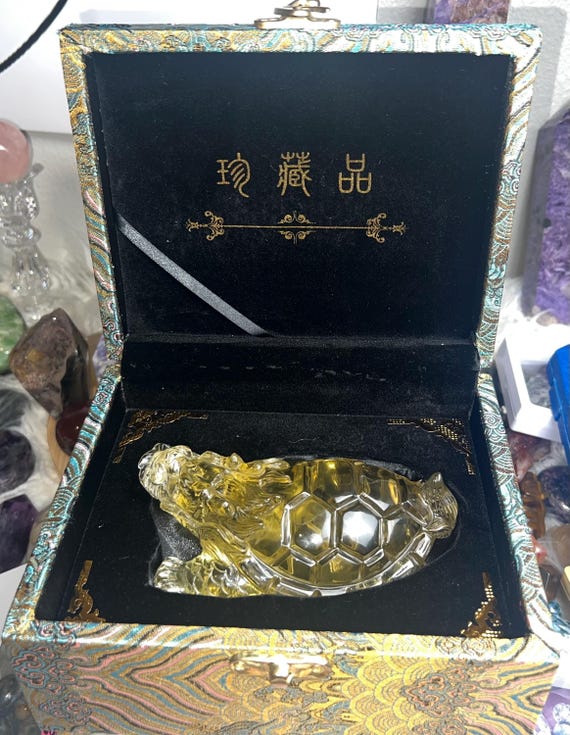 AAA grade citrine dragon turtle natural comes with a box and wood holder 1.5 lbs