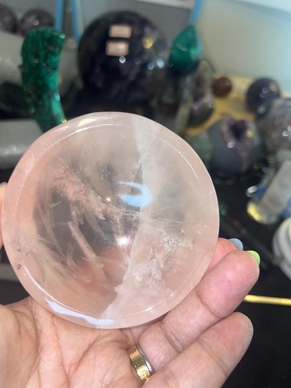 high quality rose quartz bowl 87mm .616 lbs