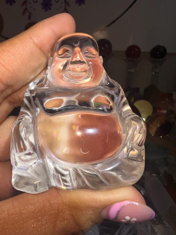 Smokey quartz happy Buddha HQ 2.7 x 2.5 x 1.8 inches