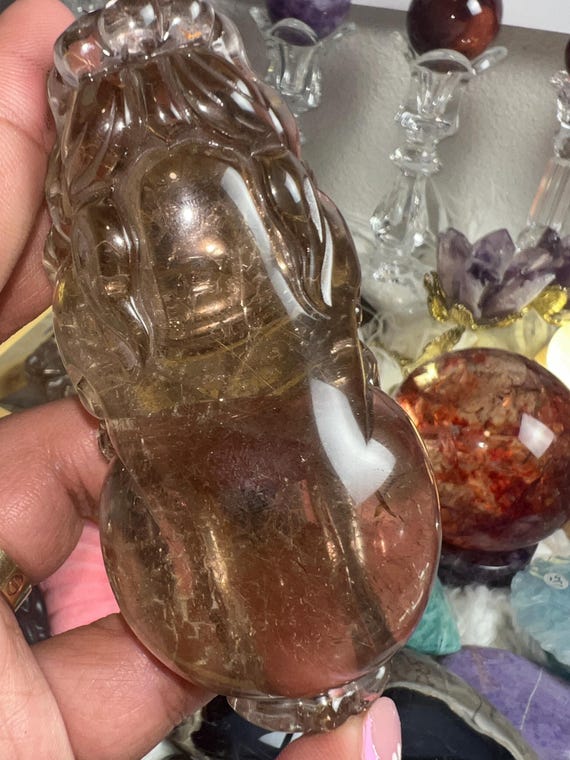 rutilated Smokey quartz 4.1 inches long 2.2 side to side 1.7 thick