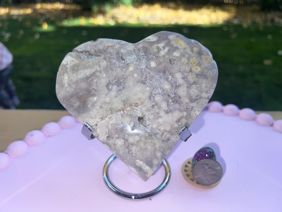 Pink druzy amethyst heart