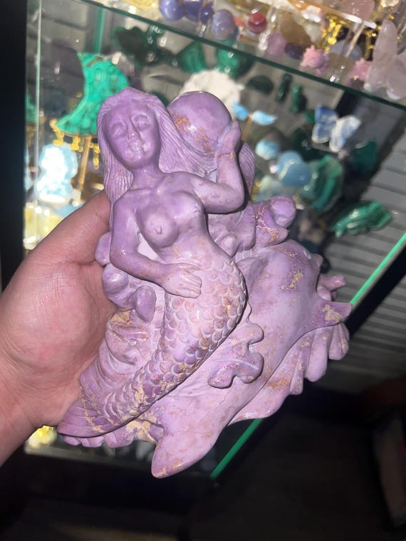 1.8 kg / 4 lbs phosphosiderite mermaid and dolphins