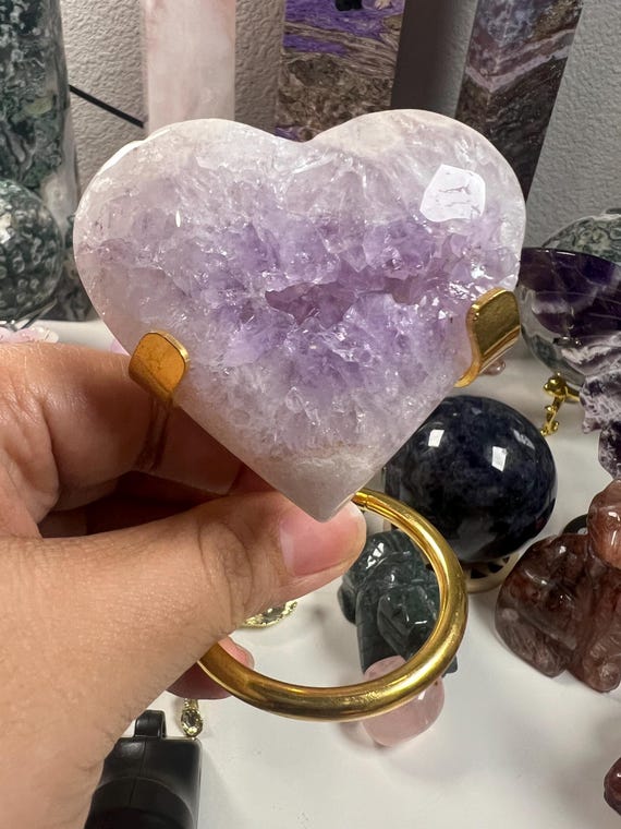pink amethyst druzy heart