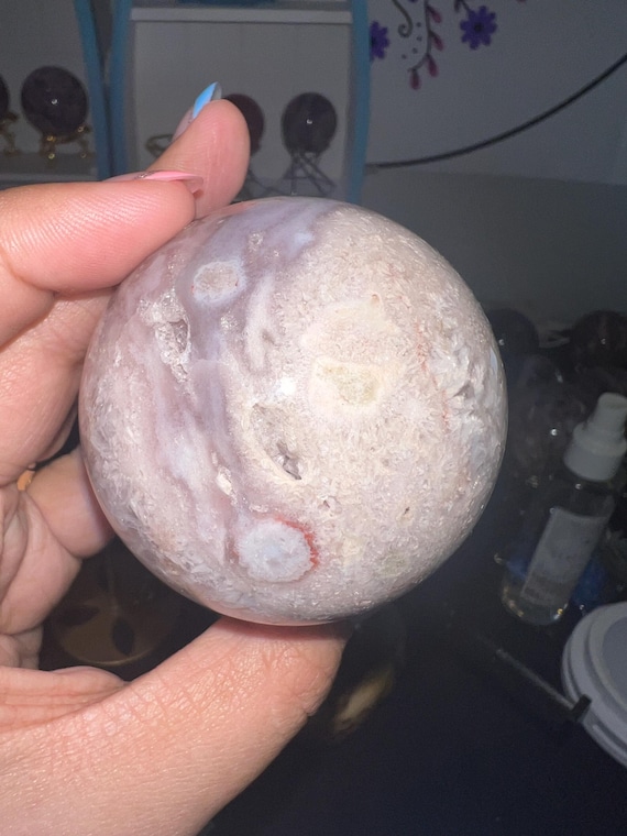pink amethyst with flower agate 62 mm