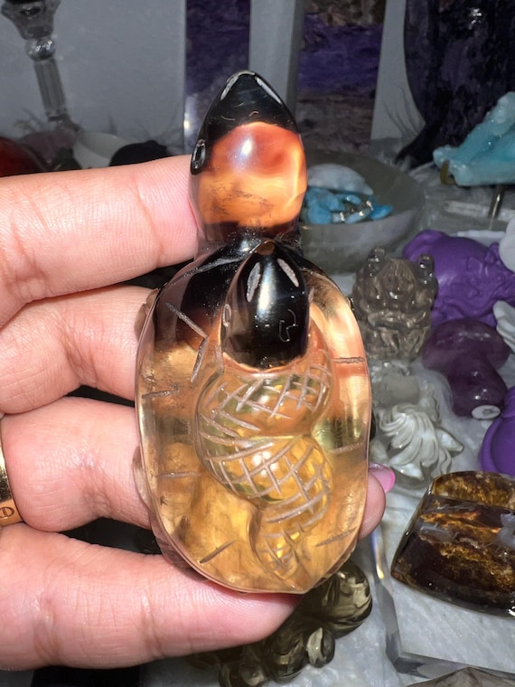 mixed citrine and smokey turtle with snake on top HQ