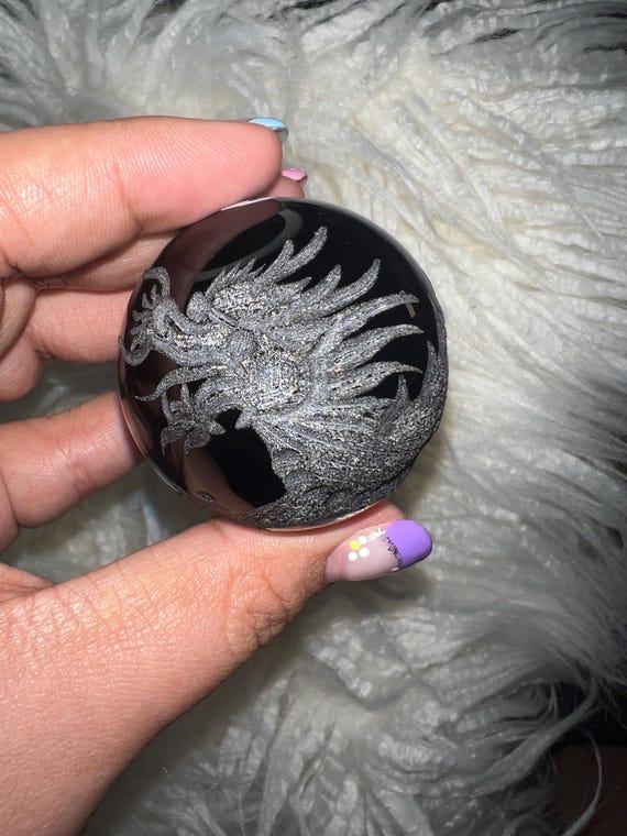dragon black obsidian carved 1.9 inches