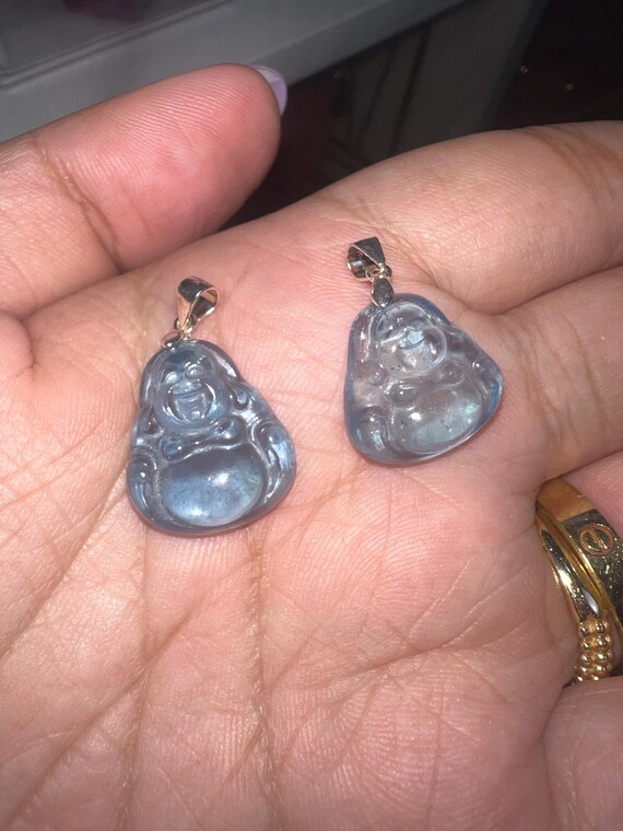 mini high quality aquamarine Buddha pendant 925 silver clasp very cute