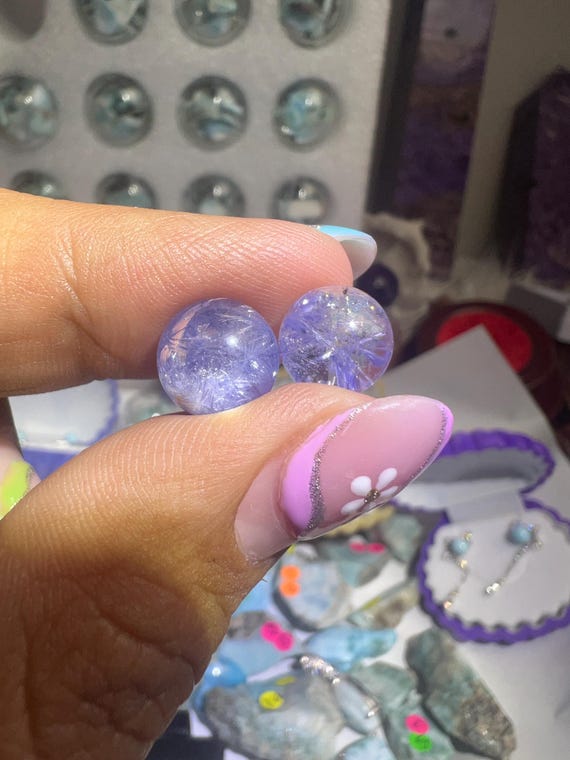 dumortierite in quarts sphere 2 pcs 10mm