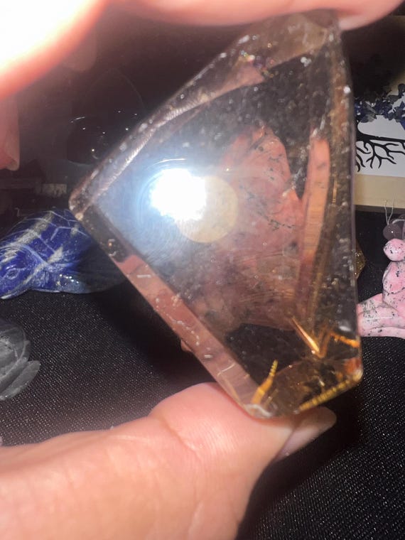 smokey freeform with slight golden rutile