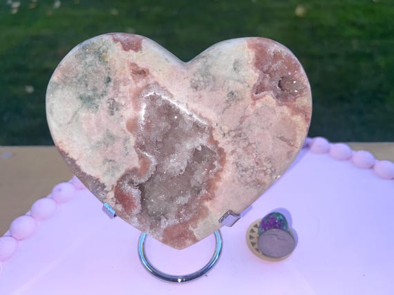 Pink Amethyst Druzy Heart