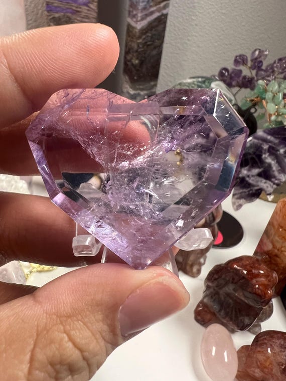 high quality amethyst faceted heart
