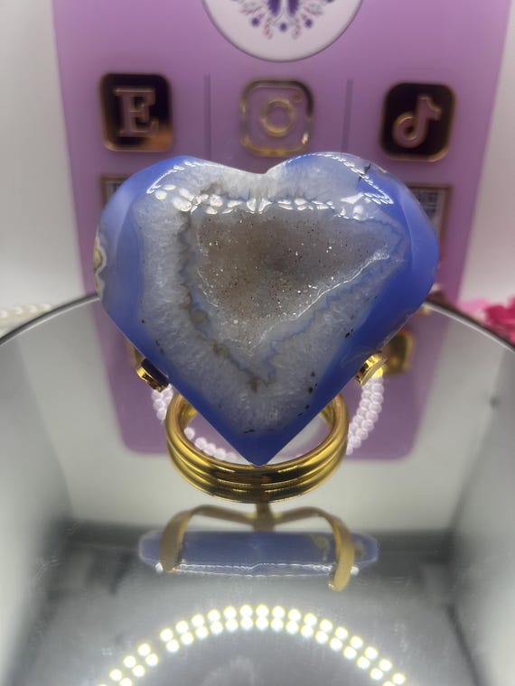 blue druzy heart agate