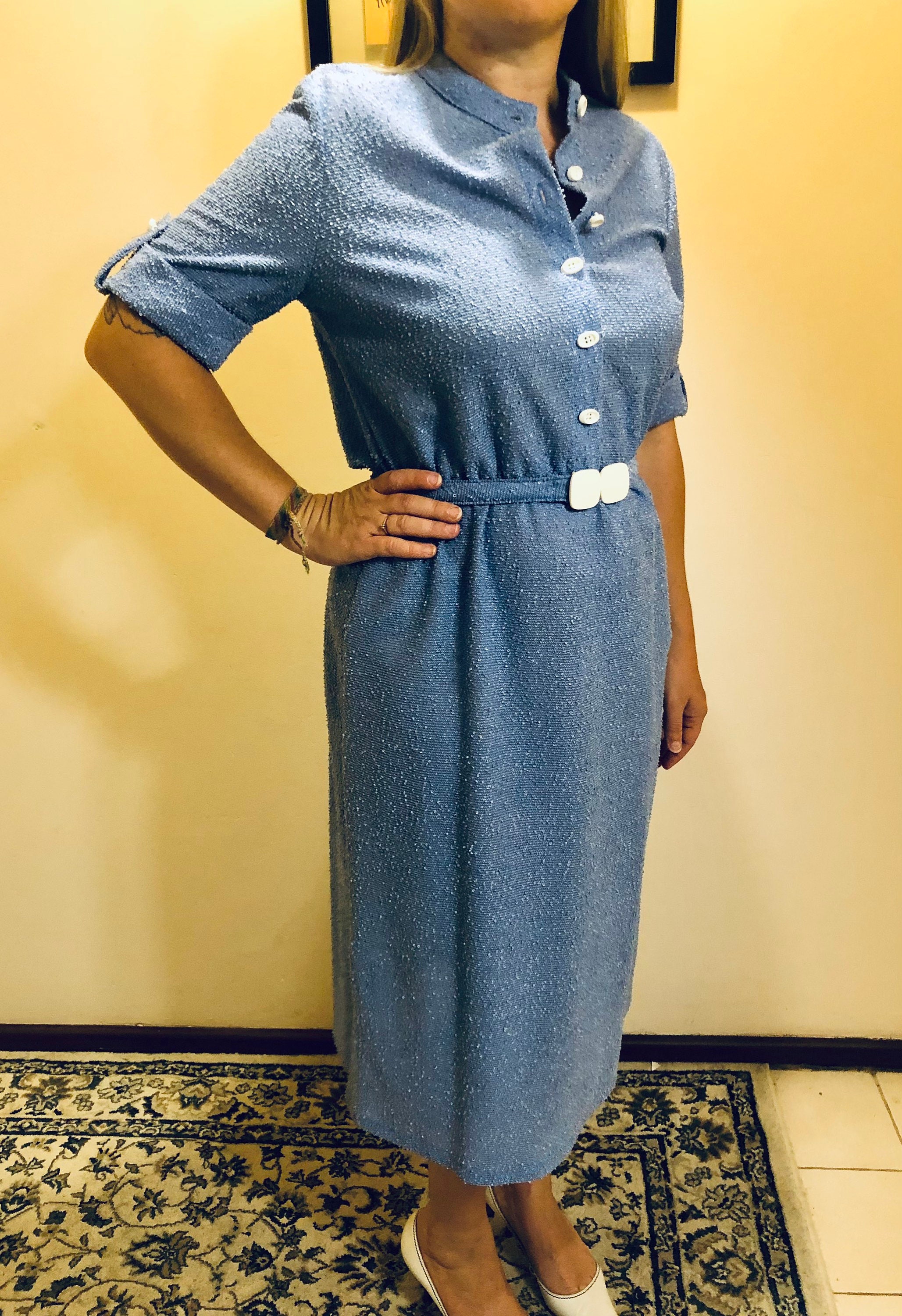 Baby Blue Vintage Dress With Matching Belt and Original Tags Etsy