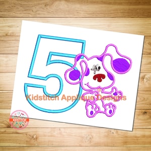 Magenta Puppy Five Embroidery Applique designs, Baby Pattern Blues Clues Machine embroidery applique