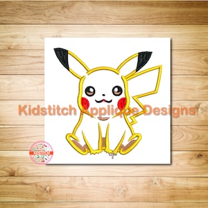 Pikachu Digital Machine Embroidery Applique Design, PikachuApplique 3 Sizes