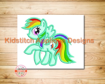 Rainbow Dash Digital Machine Embroidery Applique Design, Rainbow Applique