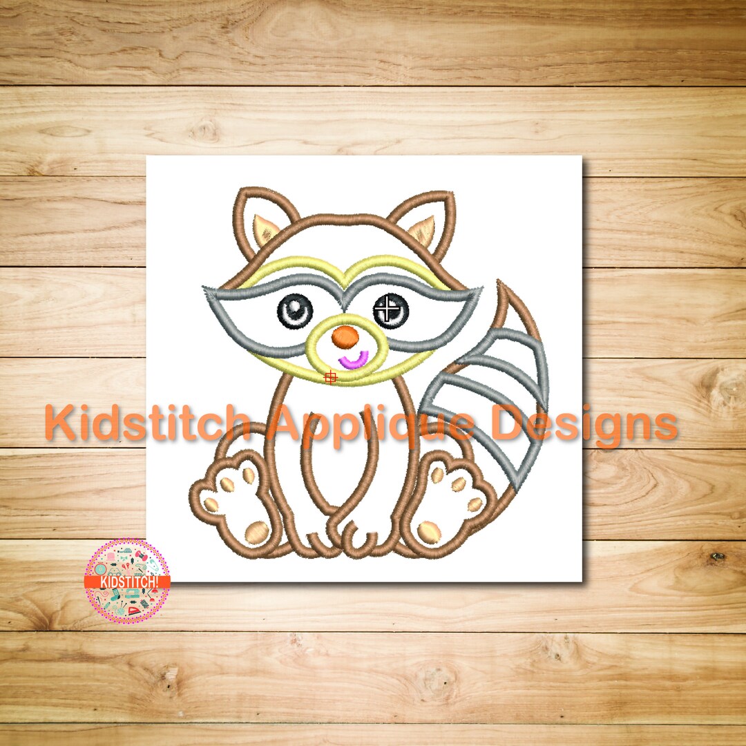 Racoon Digital Machine Embroidery Applique Design, Racoon Applique 3 ...
