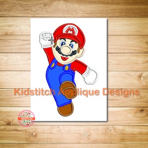 Super Mario Applikation Digitale Maschinenstickerei Mario Applikation Design 3 Größen