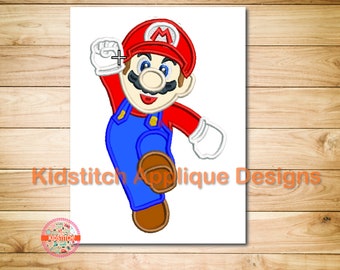 Super Mario Applikation Digitale Maschinenstickerei Mario Applikation Design 3 Größen