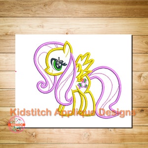 Fluttershy Pony Digital Machine Embroidery Applique Design, Fluttershy Applique 3 Sizes