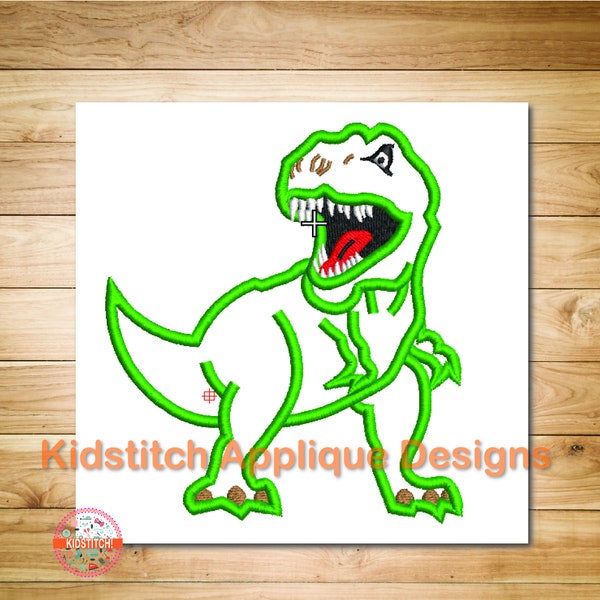 Roaring T-Rex Dinosaur Digital Machine Embroidery Applique Design, Dinosaur Applique 3 Sizes