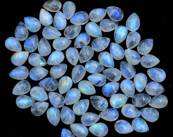 100% Natural Rainbow Moonstone Cabochon, Pear Shape
