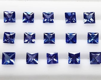 Natural Tanzanite Loose Faceted Gemstones Square Princess Cut Size 3 mm Quality AAA