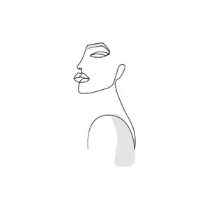 Minimalistic Neutral Woman&#39;s Face Line Art, Wall Art, Downloadable Print 05