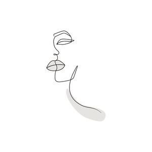 Minimalistic Neutral Woman&#39;s Face Line Art, Wall Art, Downloadable Print 04