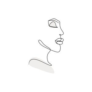 Minimalistic Neutral Woman&#39;s Face Line Art, Wall Art, Downloadable Print 07
