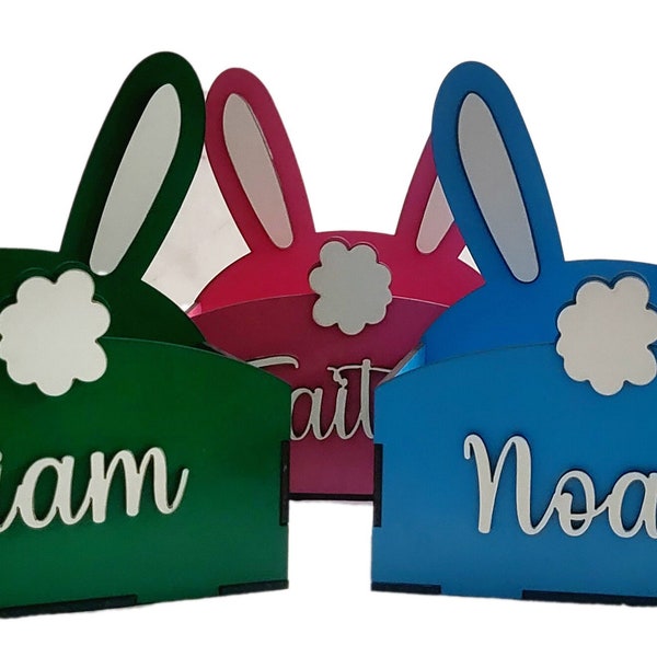 Personalized Easter Basket, Wooden Easter Basket, bunny shaped basket, basket with ears, custom easter basket, Personalized, wood basket