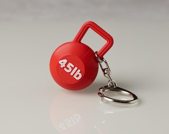 Kettlebell Keychain: 45 lb/kg, 3D Printed Gym Gift, fitness, barbell, workout accessory, crossfit.