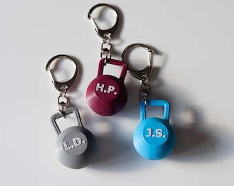 Customizable !!! Kettlebell keychain with your name initials !!!  | Gym gift, fitness, barbell, workout accessory, crossfit.
