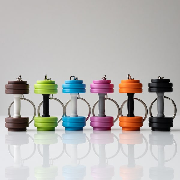 Mix Colors!!! Mini dumbbell keychain!!! Metal inside, keep it strong  | Sport, powerlifting, crossfit, gift for birthday!!!