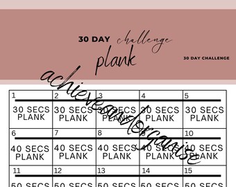 30 Day Plank Challenge Digital Fitness Guide Printable - Etsy