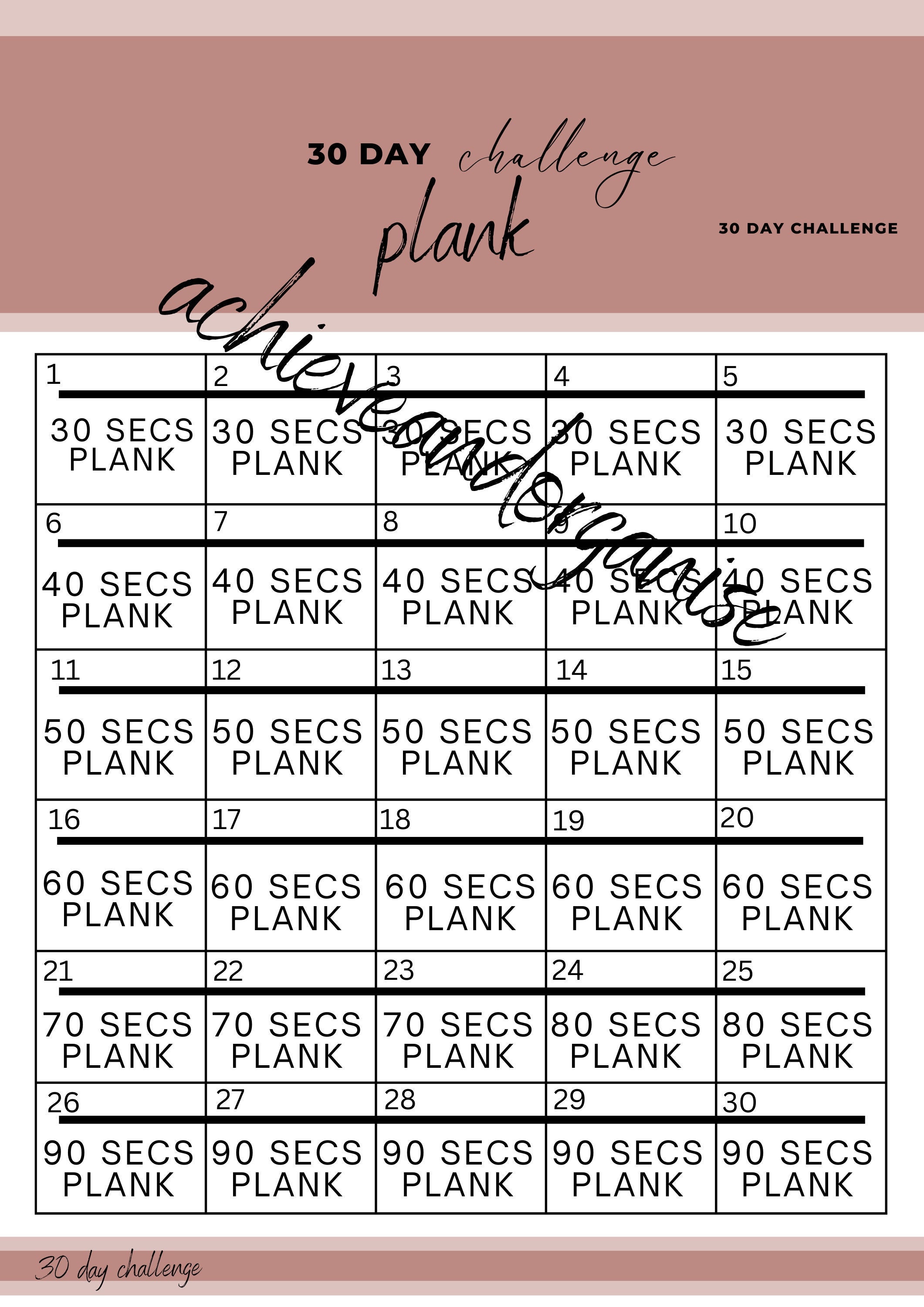 Printable 30 Day Plank Challenge