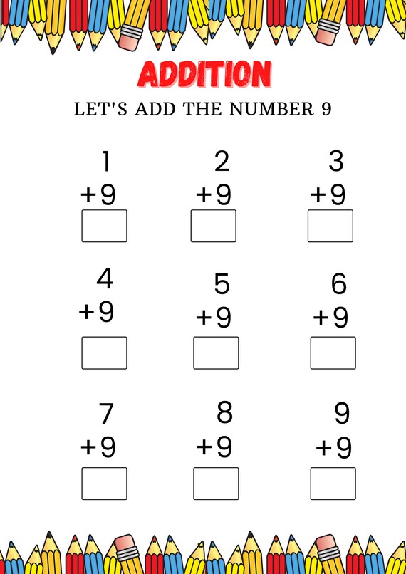 printable math addition worksheets for kids grade 1 age 5 to etsy