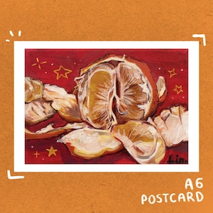 L'impression de carte postale orange A6 - impression de carte postale 4 x 6 - pré-commande 9/08/24 - impression féministe - peinture à l'huile - peinture de fruits - décoration murale