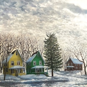 Snowy Houses Landscape Print: Signed Limited Edition Giclée