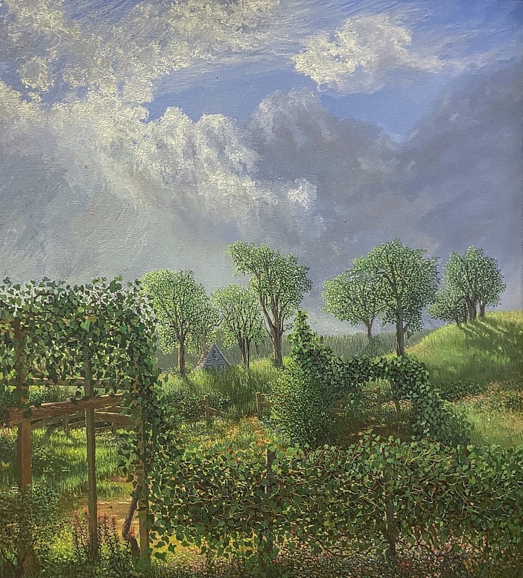 キャンバスに描かれたオリジナルの夏の風景油絵（40×36インチ） - Etsy