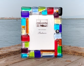 Murano glass photo frame, Murano glass table frame, Cadre en verre de Murano, Photo frame 7x5